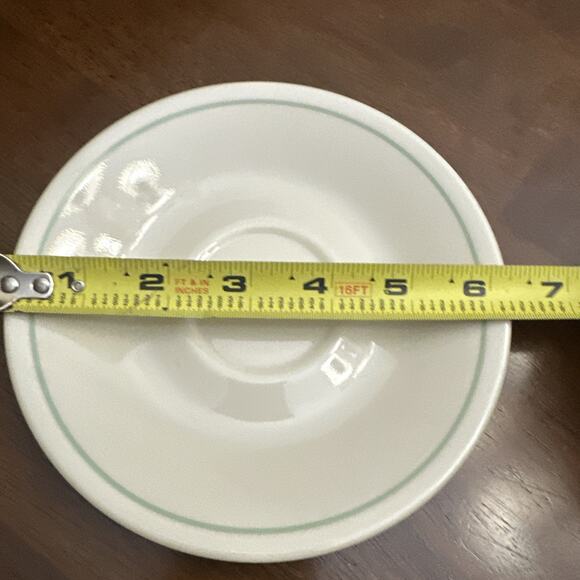 Vintage Corelle Calico Rose Saucers WHITE with Green Ring 6 1/8” Set Of 4 - Picture 8 of 9